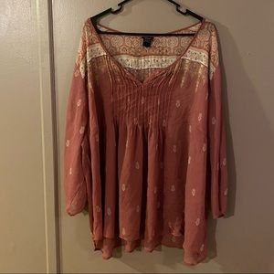 Torrid Pink Boho Peasant Style Top | Size 5